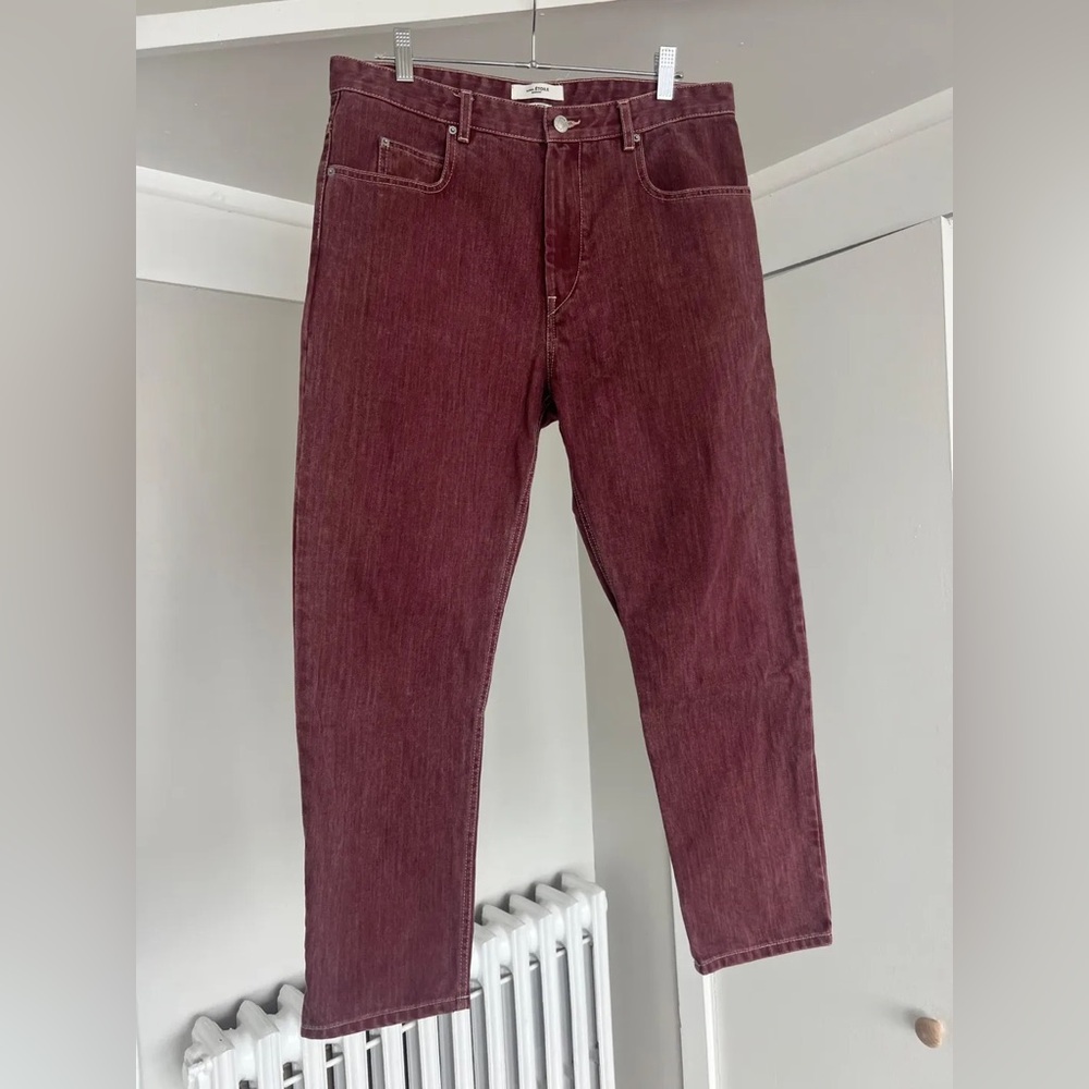 Straight Leg Women’s Jeans in Burgundy